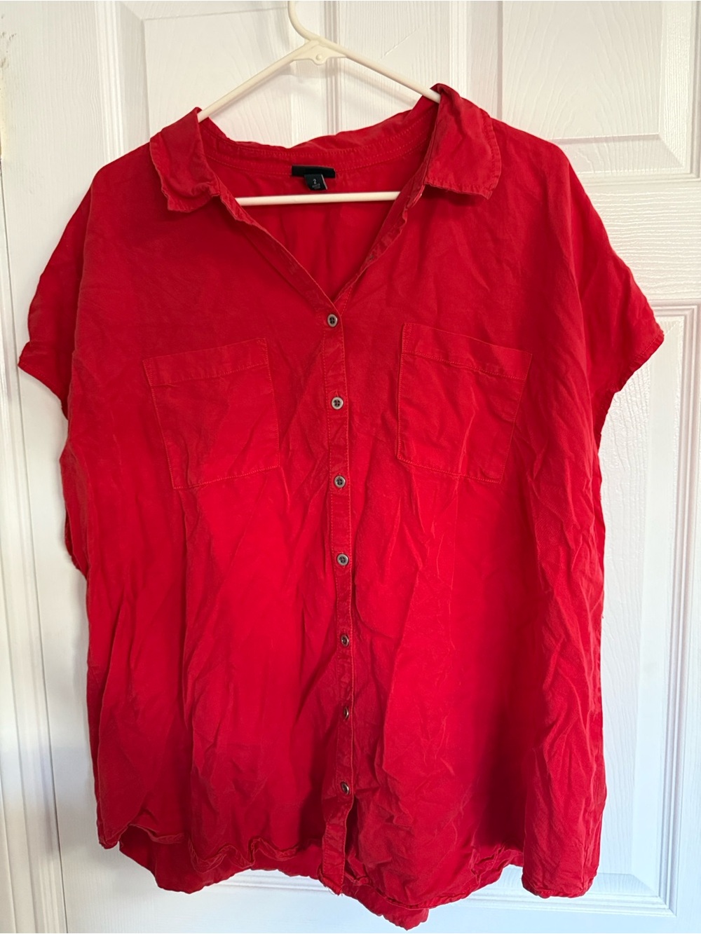 Torrid size 1  or 16   Women’s Button-Front Red Shirt - Casual Short Sleeve Top